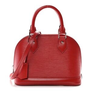 Red Leather Elpi Alma BB LV Handbag
